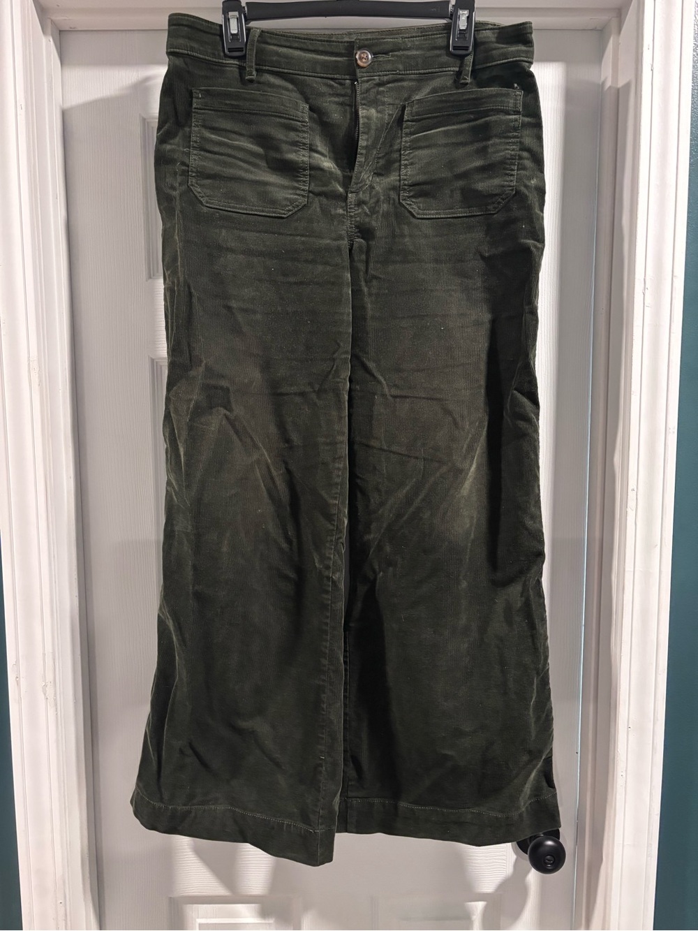 LOFT Palmer Curvy Corduroy Wide-Leg Pants - Olive Green